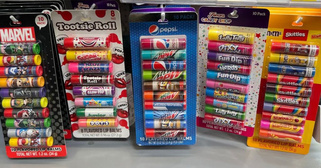 Various packs of lip balm 