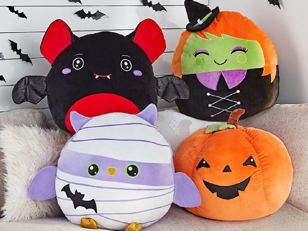 Member's Mark Halloween Squishy Plush Toys displayed on couch