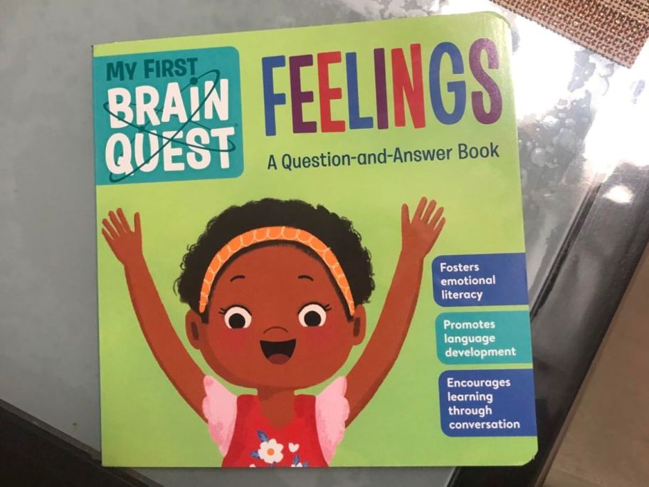 my first brain quest feelings book on counter