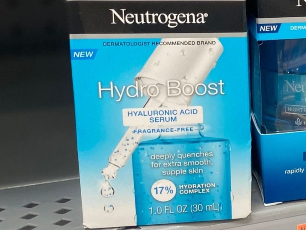 Box of Neutrogena Hydro Boost Serum on a Store Shelf
