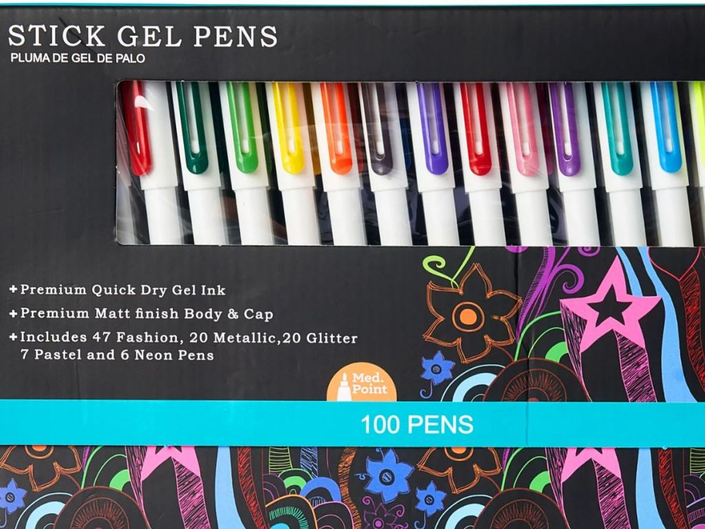 100 colorful pens