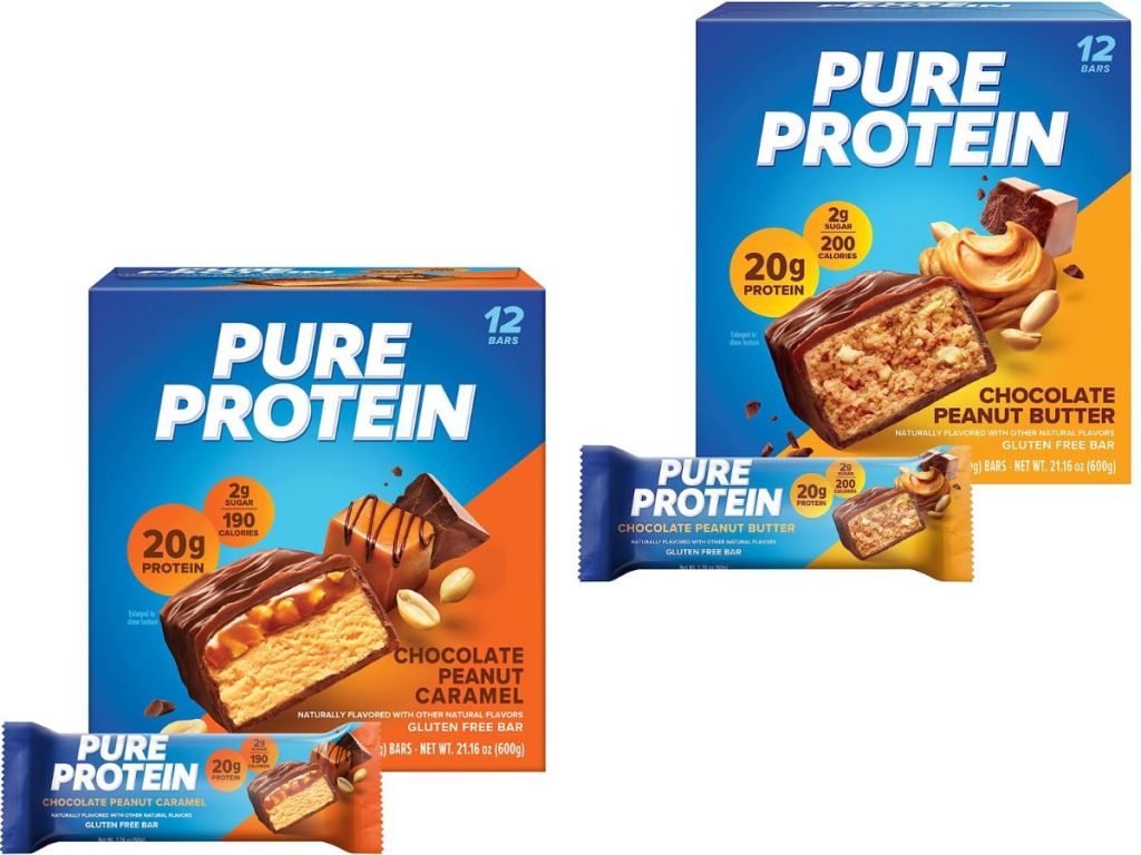 Stock images of two boxes of pure protein bars