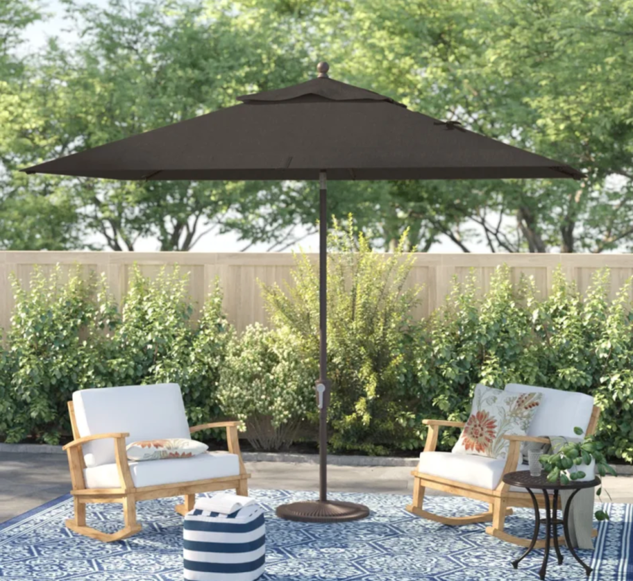 a 10ft rectangular patio umbrella from Sol 72 on Wayfair