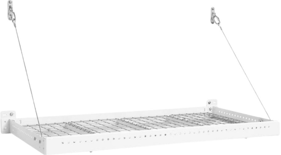 a white steel garag folding shelf