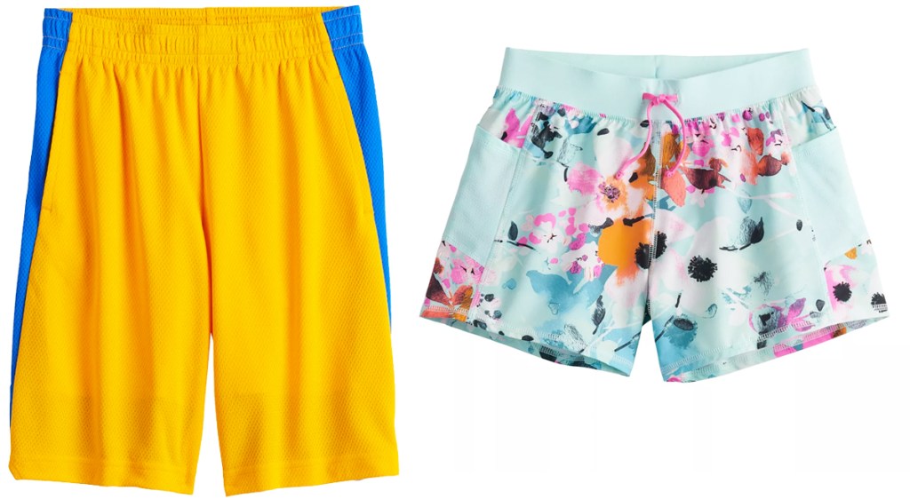 pairs of yellow and floral print shorts