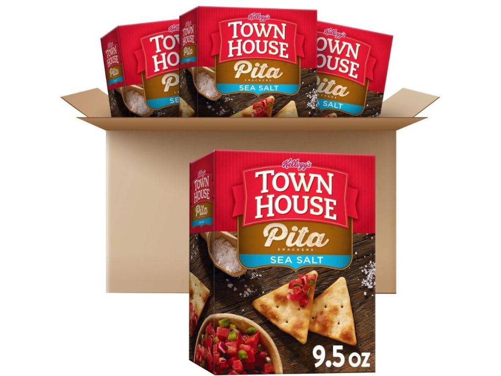 4 boxes ofTown House Pita Sea Salt