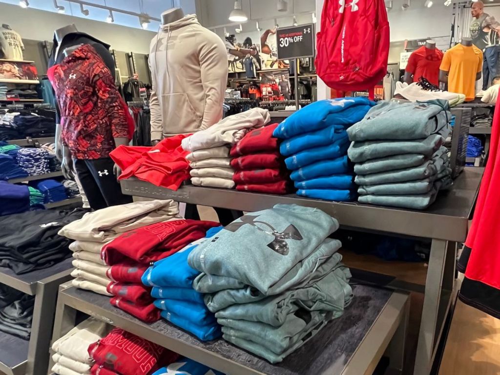 Under Armour Hoodies on display at the store