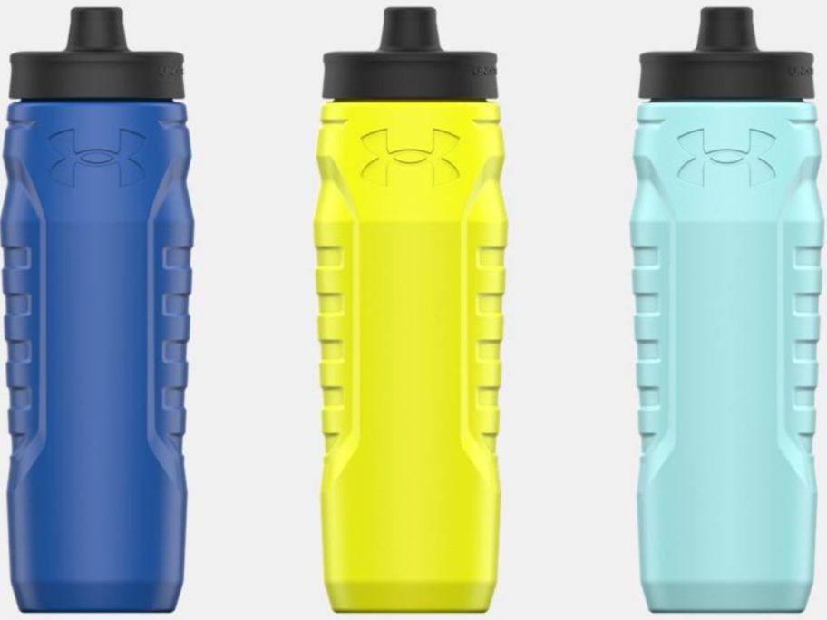 3 Under Armour Velocity Squeeze bottles