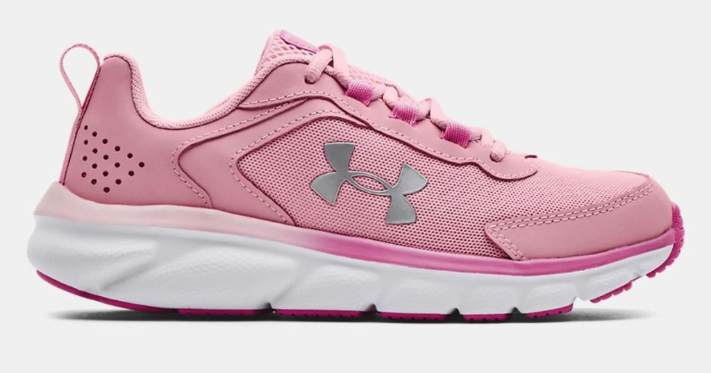 pink and gray under armour shoe