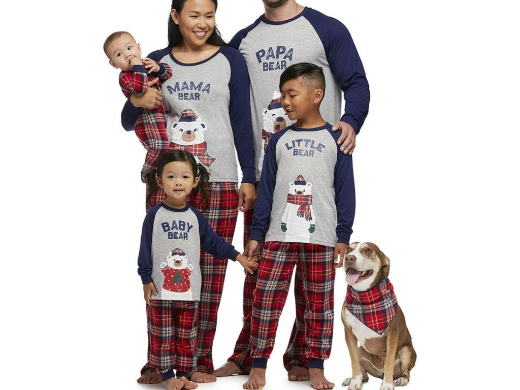 Jolly Jammies Plaid Bears Matching Family Christmas Pajama Set