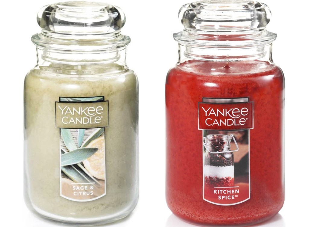 green and red jarred yankee candles