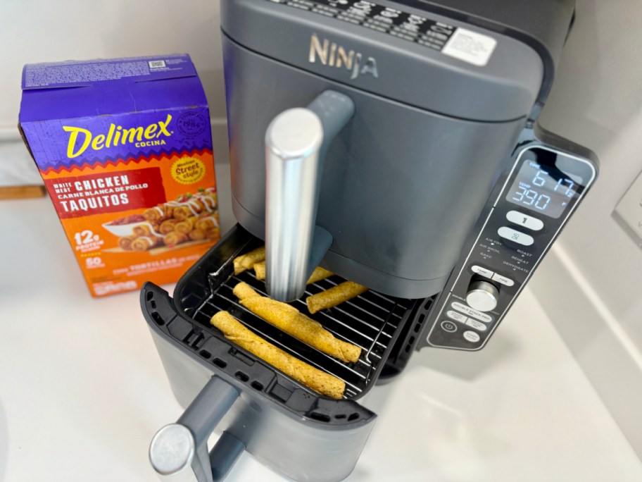 air fryer with french fries in drawer