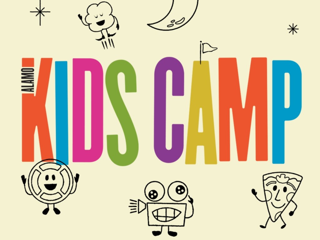 Alamo Kids Camp logo on pale yellow background