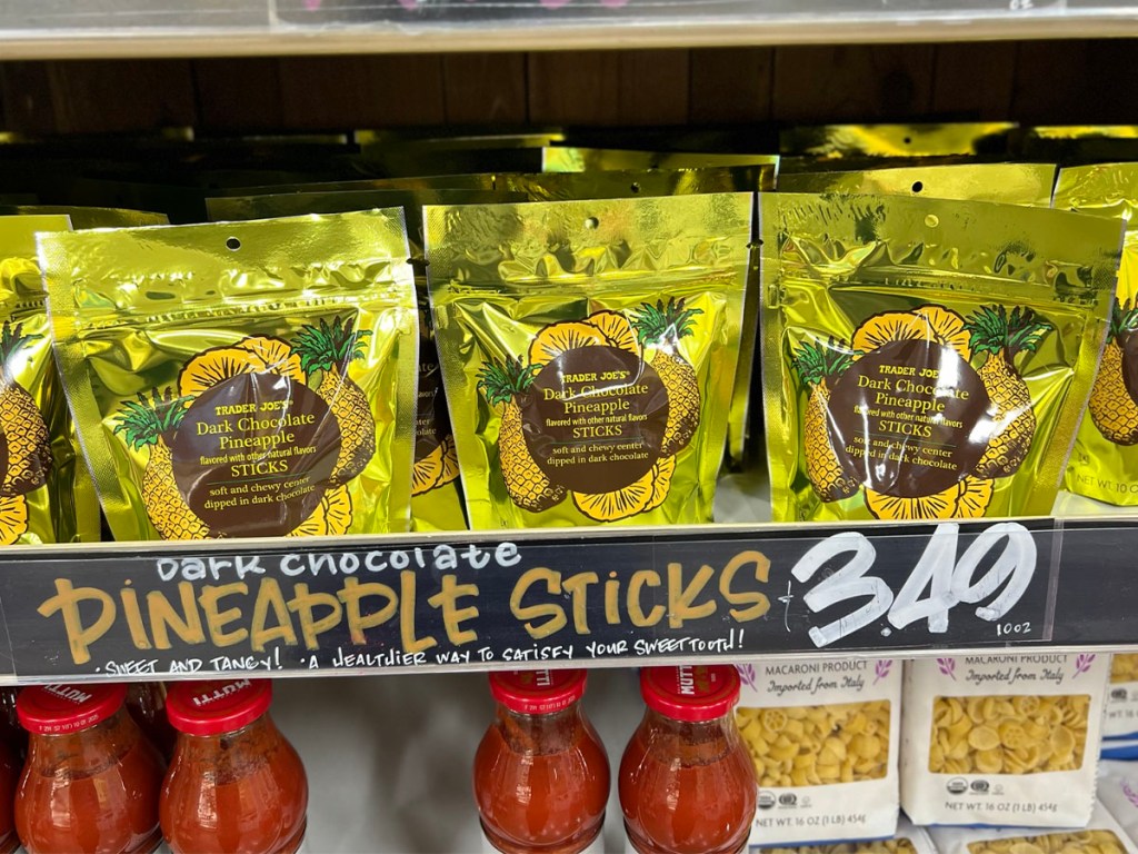 pineapple sticks on shelf in trader joes