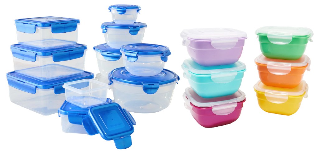 many multicolored storage sets with lids