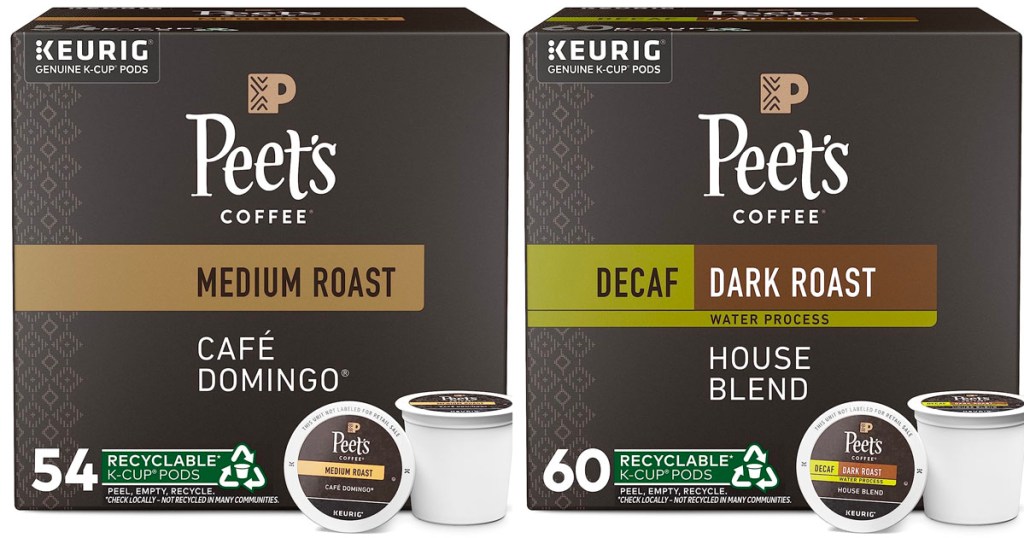 two boxes of peets coffee kcups