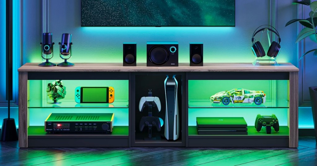 Bestier Gaming TV Stand w/ LED Lights
