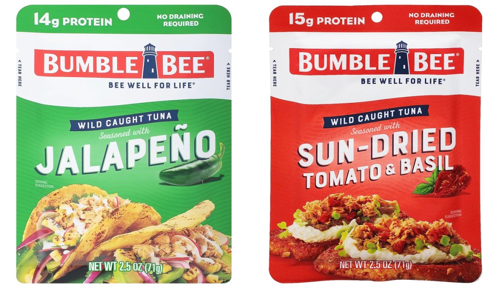 Bumble Bee Seasoned Tuna Pouches in Jalapeño and Sun-Dried Tomato & Basil flavors