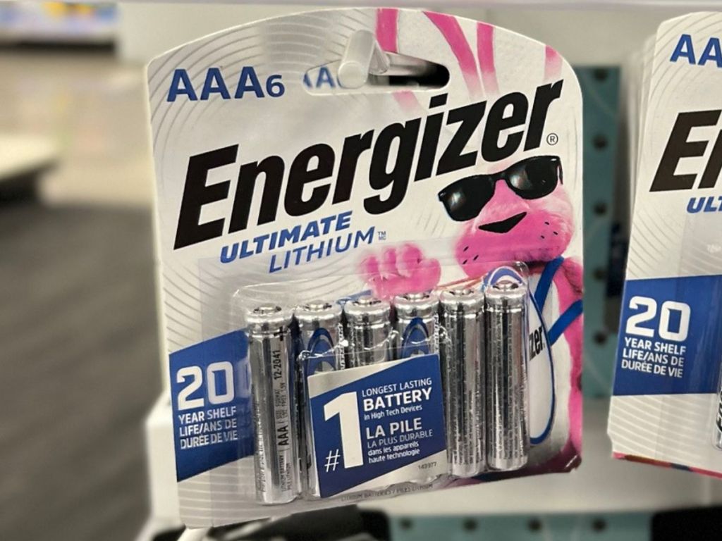 A pack of Energizer Ultimate Lithium AAA batteries