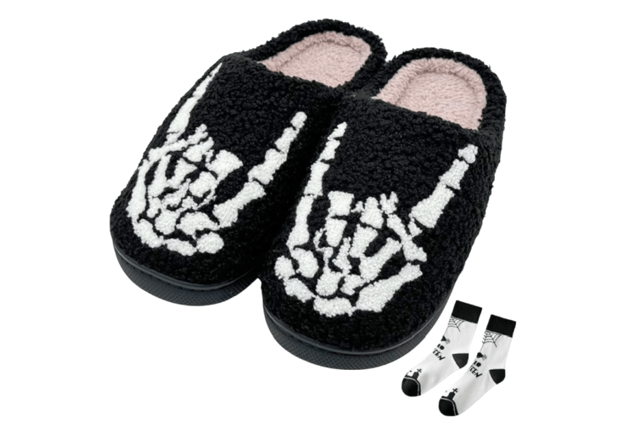 FOCUSIN Halloween pumpkin house slippers and socks for women