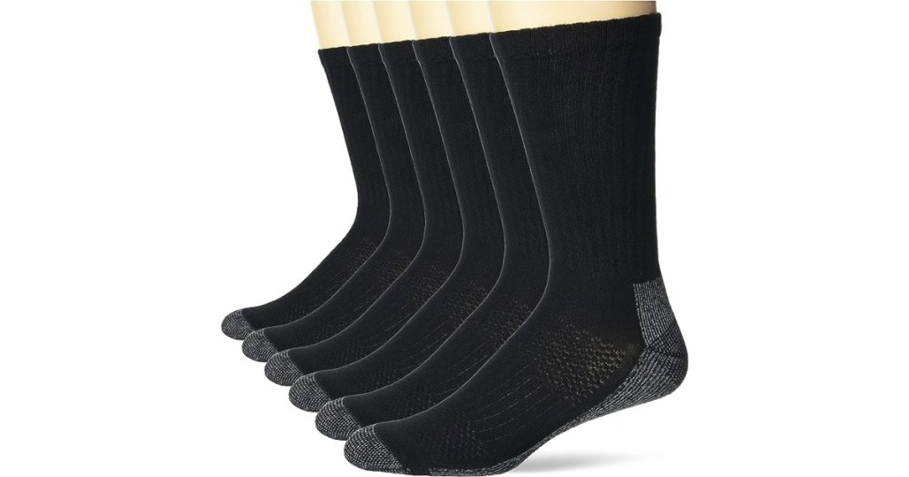 Hanes Mens Work Socks Black 6 Pack