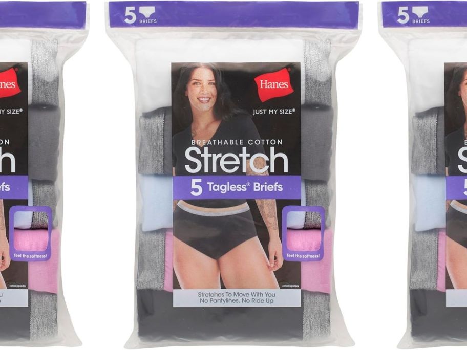 Hanes Women's Just My Size Brief Underwear Stretch Brief 5-Pack stock image