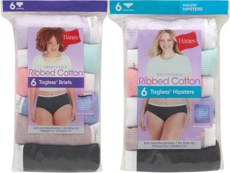 Hanes Women's Ribbed Cotton Underwear 6-Pack stock images