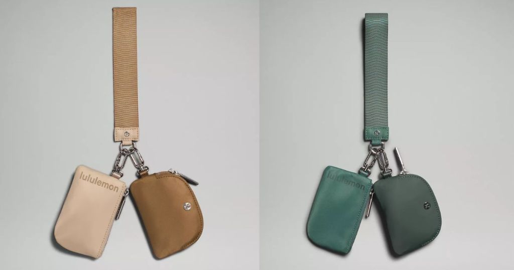 lululemon Dual Pouch Wristlets shown in Allspice/Trench and Dark Forest/Medium Forest