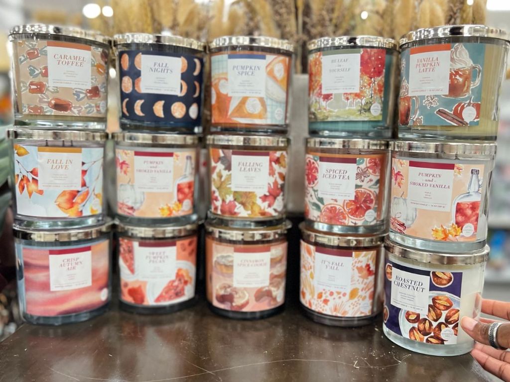 Stacks of Kohl's Sonoma CandlesFall Jar Candles