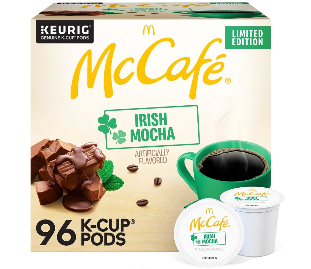 box of McCafe Irish Mocha Flavored Coffee K-Cup Pods