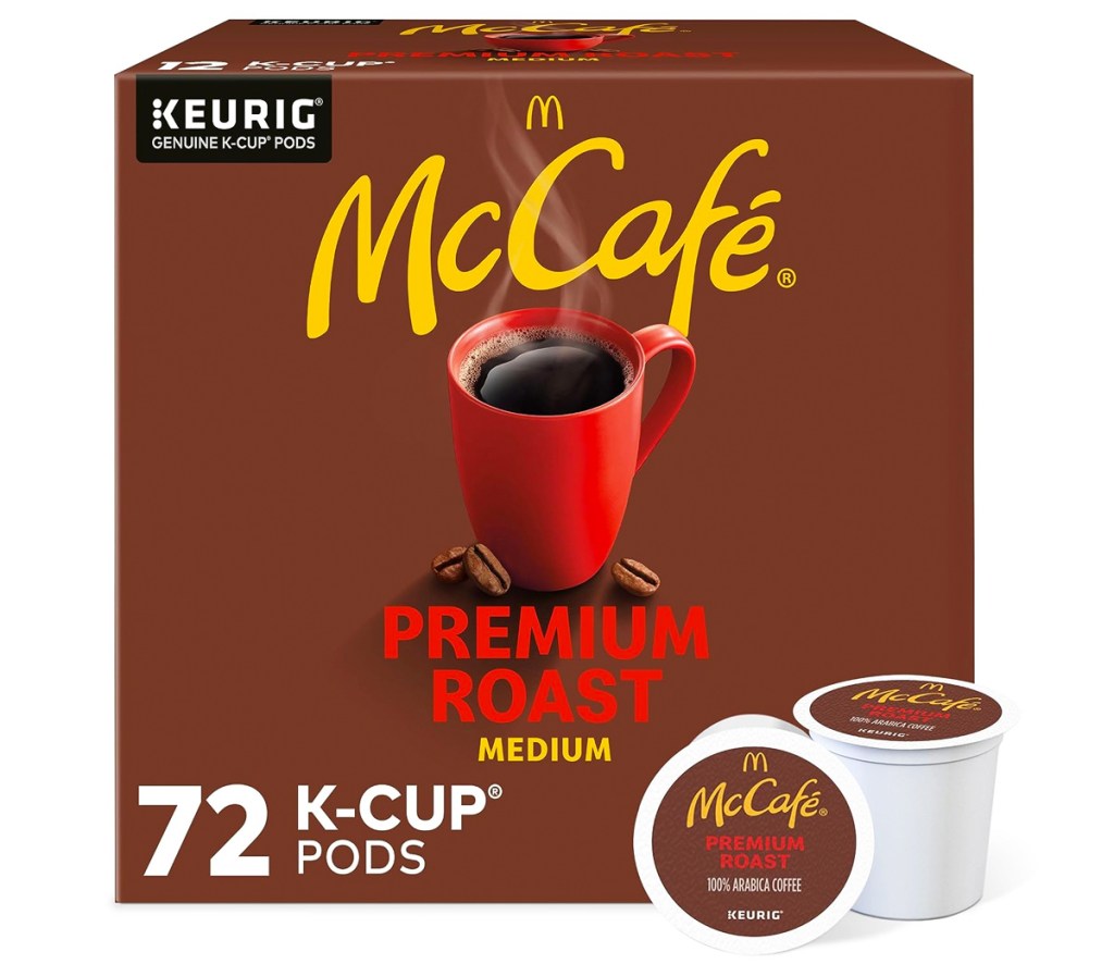 brown box of McCafe medium roast k-cups