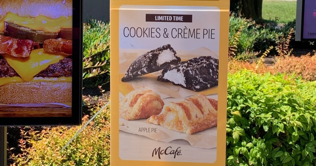 mcdonald's cookies and creme pie sign