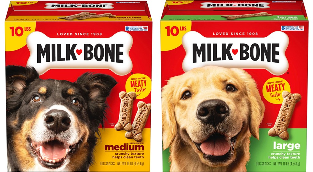 two large boxes of milkbone dog treats