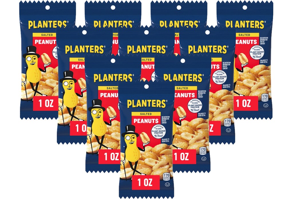 10 small bags of planters peanuts