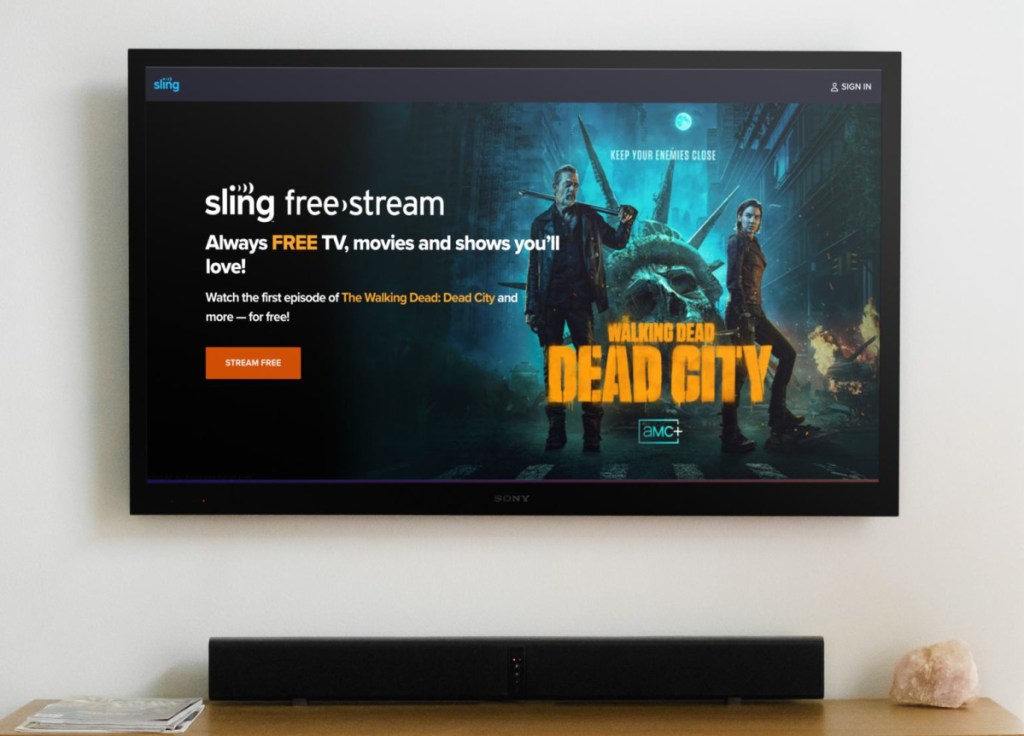 TV playing the Sling TV freestream package