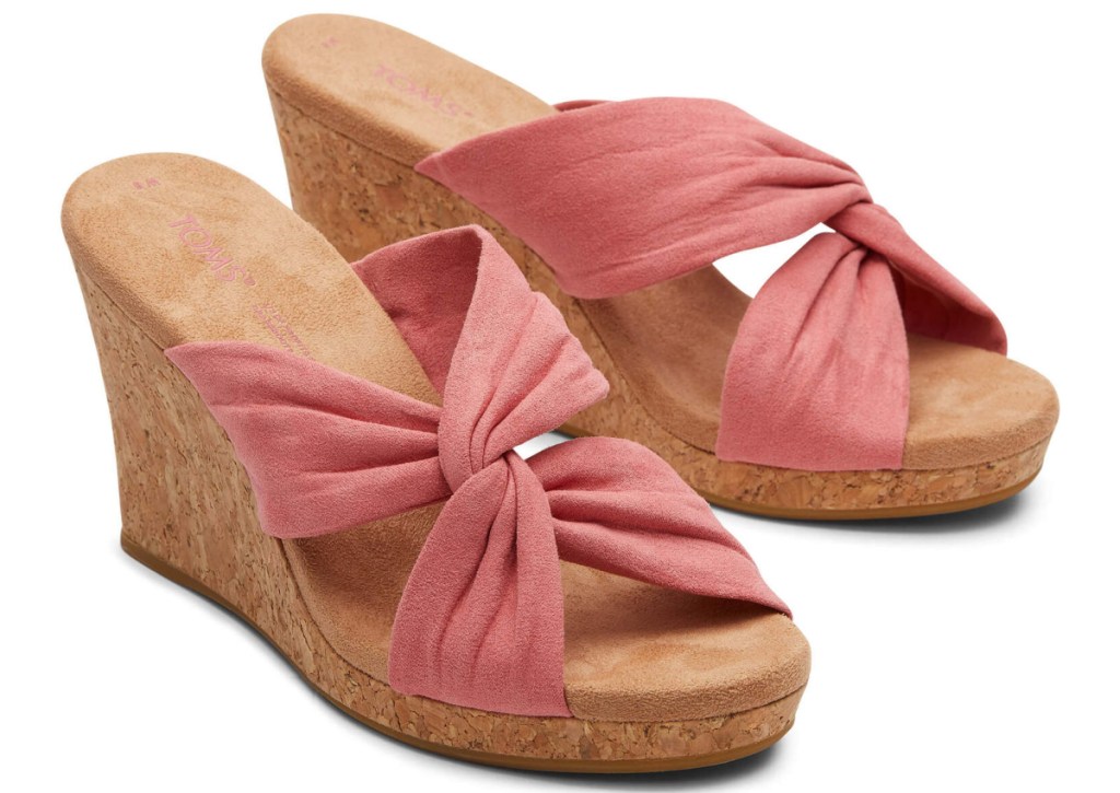 pink and cork wedge sandals