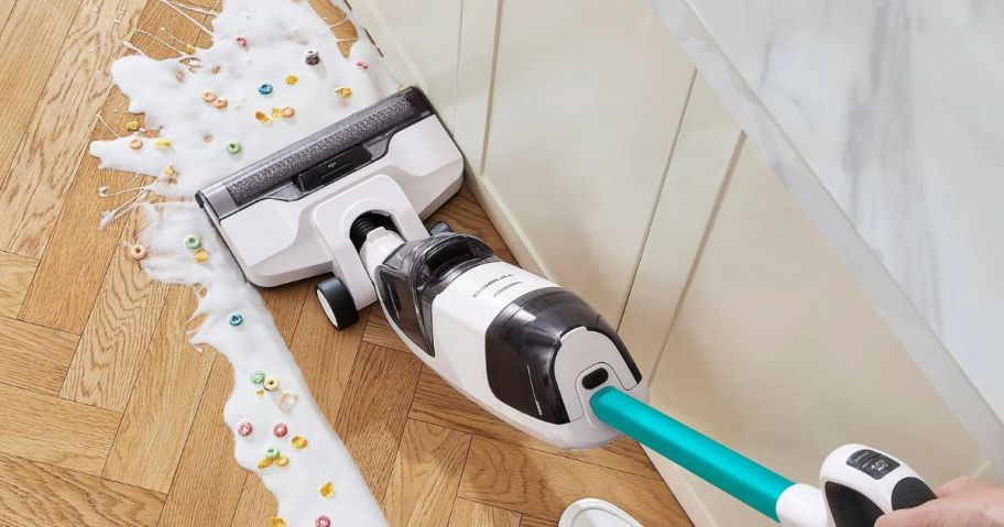 using tineco wet/dry mop to clean up spilled milk