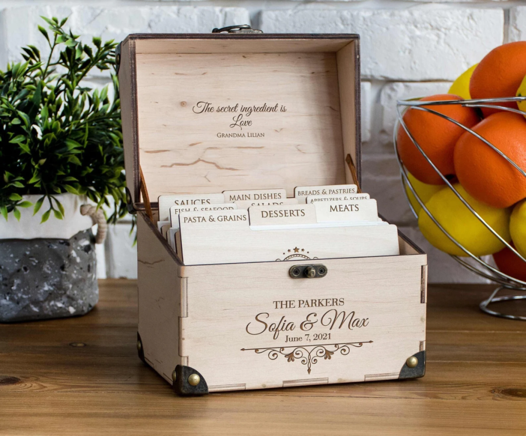 A personalized wedding box from WoodCookStudio on Etsy