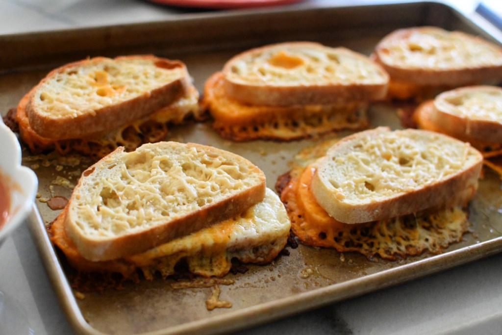 grilled cheese baked on a sheet pan