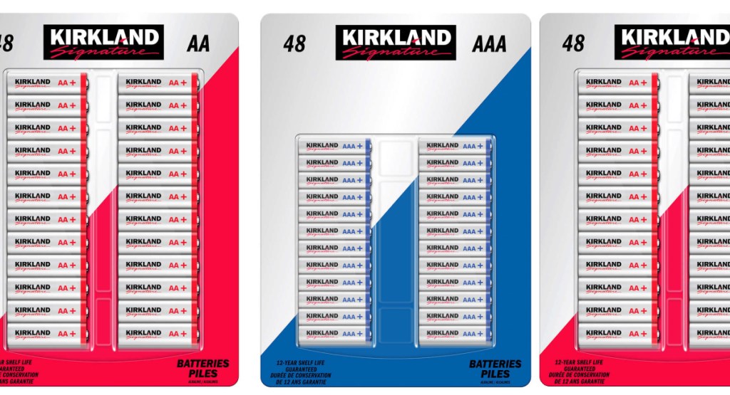 stock images of Kirkland Signature Alkaline Batteries 48 Count