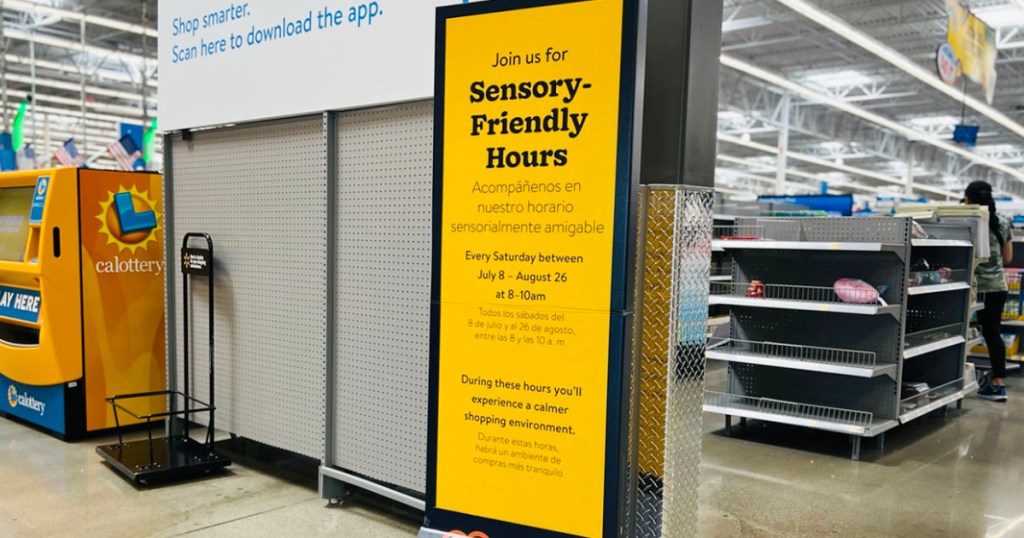 sensory friendly shopping sign in walmart