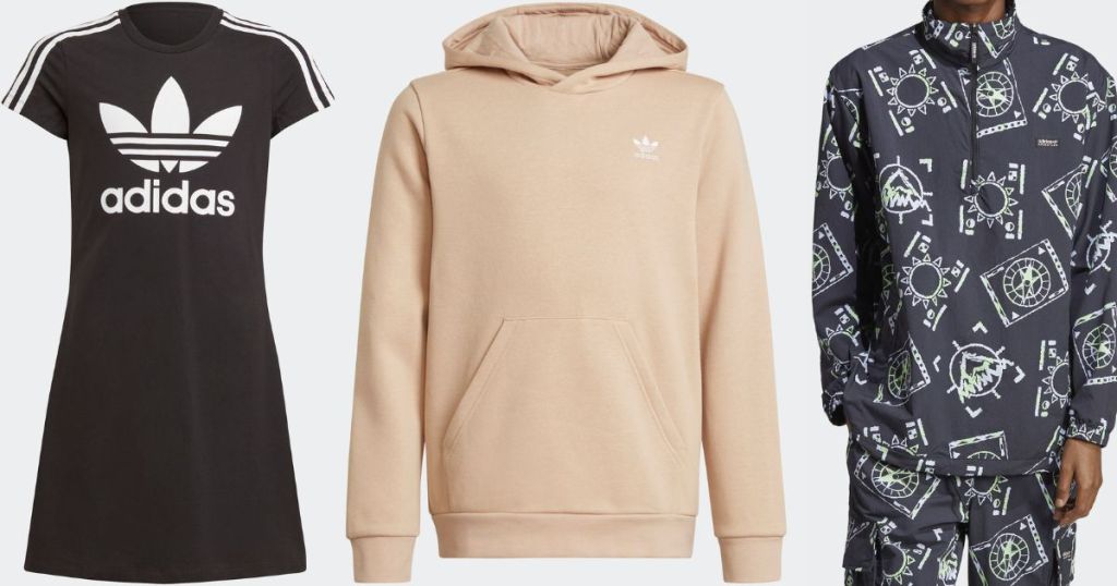 An adidas dress, hoodie and anorak