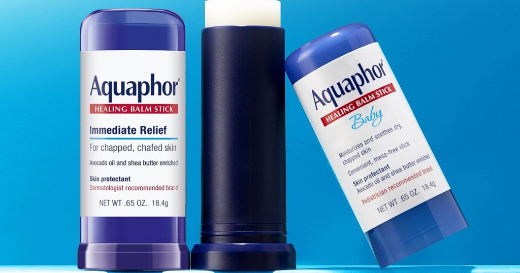 three Aquaphor Healing Balm Sticks