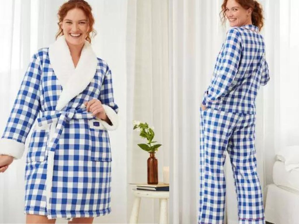 Bath & Body Works Gingham Sleep Collection Robe and Pajamas