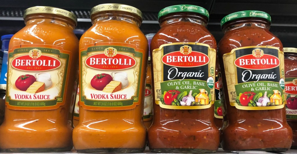 Bertolli Pasta Sauces on store shelf