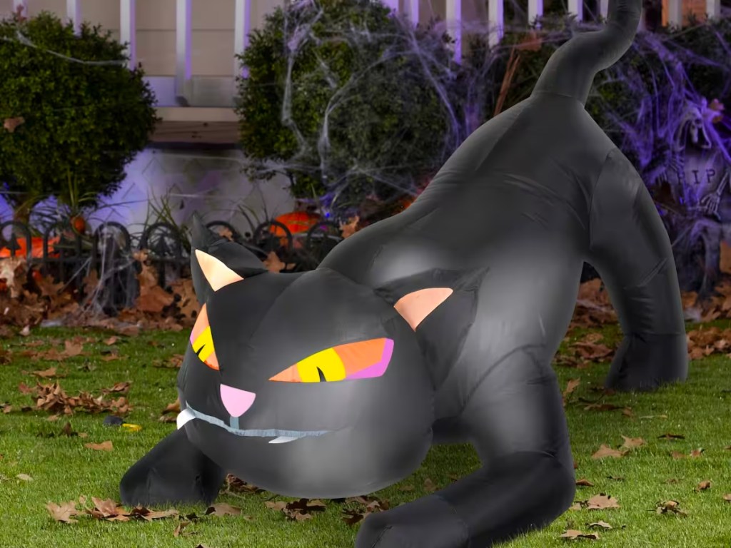 2.5ft. Airblown Inflatable Black Cat w/ Tail Up