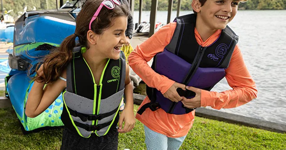 Kids wearing Youth Life Vests