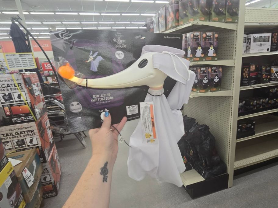 Disney Nightmare Before Christmas 18" Zero Light-Up Yard Stake in hand in store