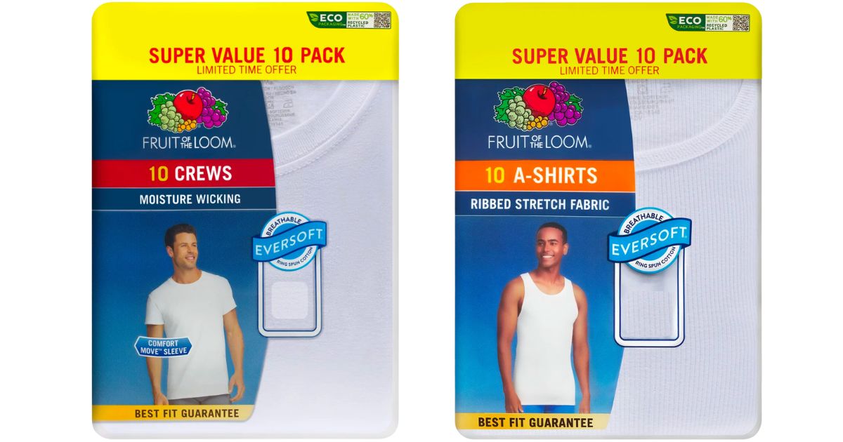 Fruit of the loom men's tees and undershirts
