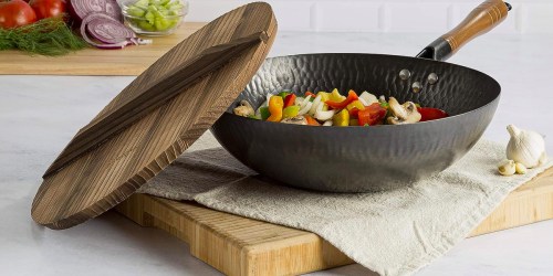 Goodful 13″ Carbon Steel Wok Pan w/ Wooden Lid Just $18.71 on Amazon (Regularly $50)